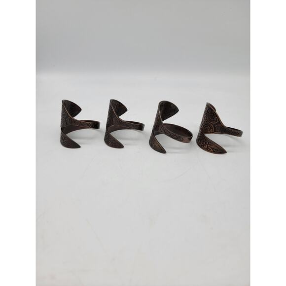 Napkin Rings Copper *Look* Bent Spoon Style Bohemian Boho Home Decor Dining - Picture 2 of 6